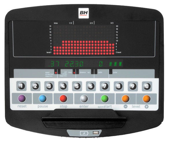 BH Fitness SK8000 LED programová ponuka