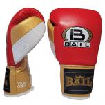 BAIL boxerské rukavice Profi šnurovacie - koža veľ. 10 oz červená biela zlatá