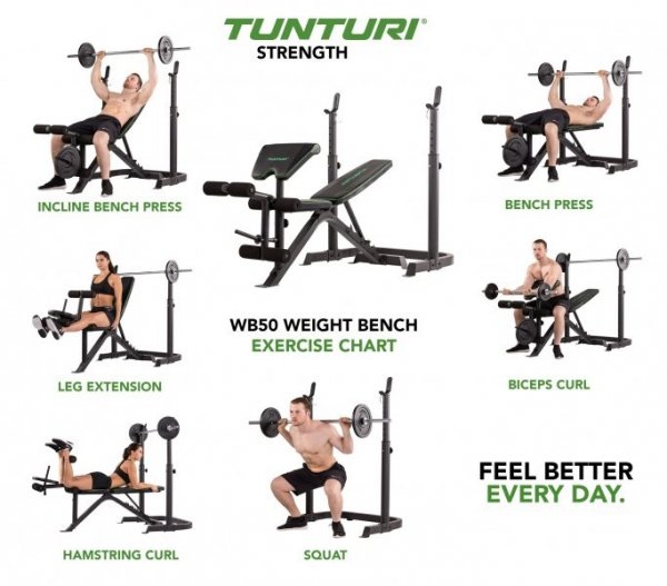 Posilňovacie lavice bench press TUNTURI WB50 Mid Width Weight Bench