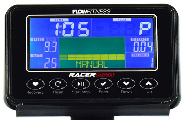 Cyklotrenažér Flow Fitness DSB600i počítač