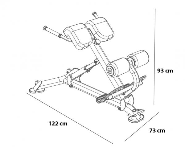 Posilovací lavice na chrbát  L805 obrys rozměry