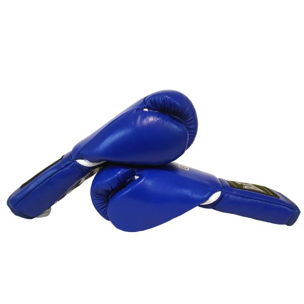 Boxerské rukavice Profi - kůže šněrovací 10 oz modré BAIL side