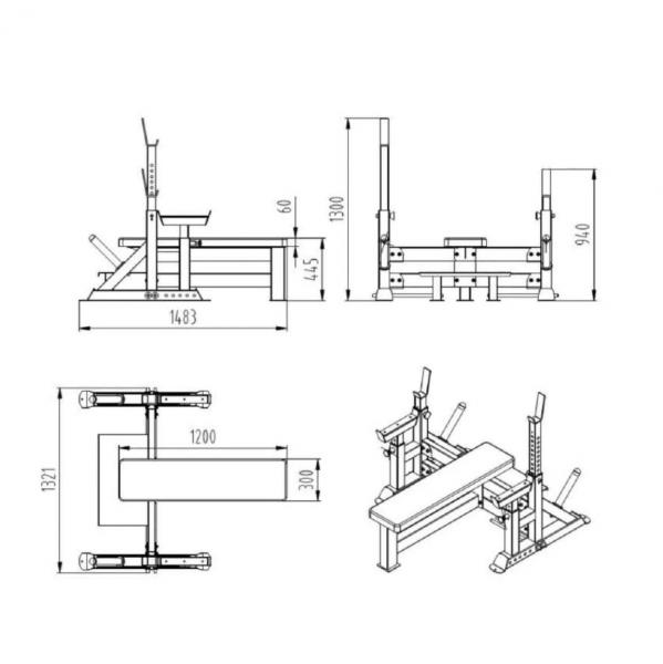 Posilňovacie lavice bench press PRIMAL STRENGTH Pro Series Olympic Bench rozměry