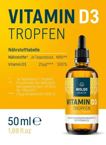 WoldoHealth® Vitamín D3 1000 IU 50ml složení