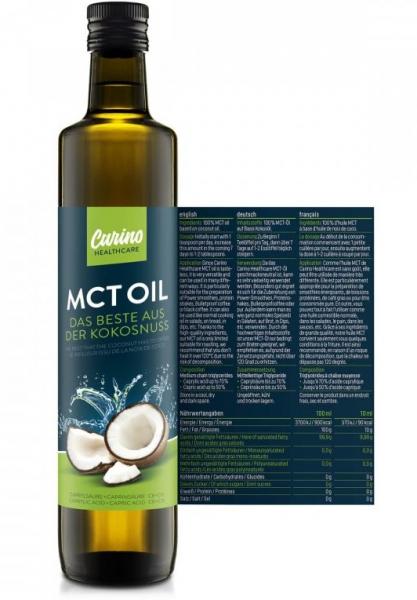 WoldoHealth® kokosový olej MCT 500 ml Carino® etiketa