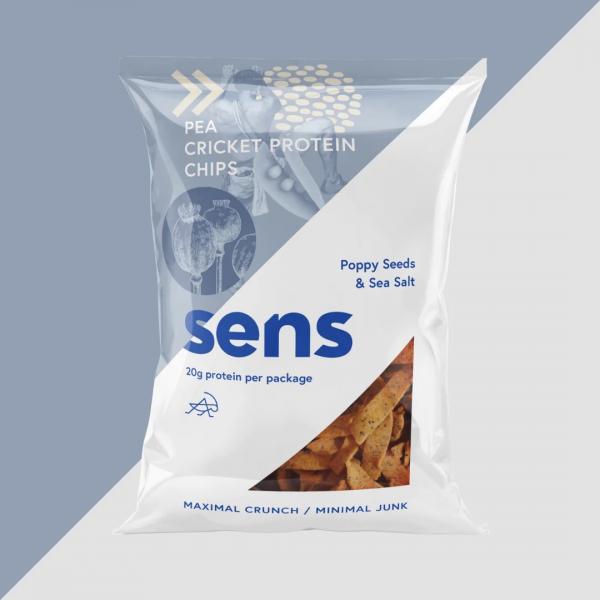 SENS Protein chipsy s cvrččím proteinem Mák & Mořská sůl 80g