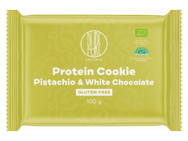 BrainMax Pure Protein Cookie Pistácie & Bílá čokoláda BIO 100 g