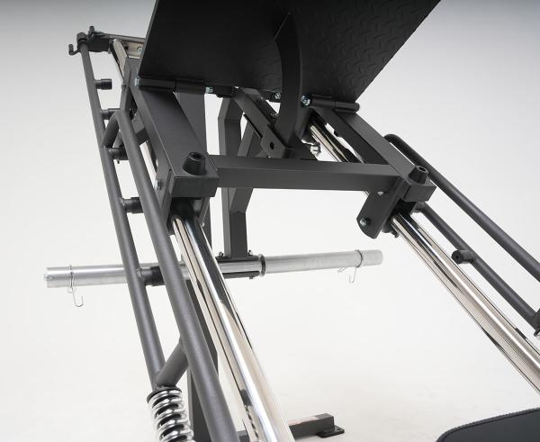 Posilňovací stroj na činky TRINFIT Leg Press + Hack Squat D5 Pro vodící tyče