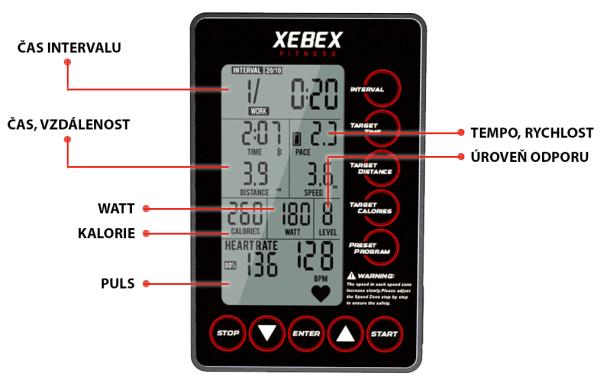 Bežecký pás Běžecký pás XEBEX Trekker 4000 popis monitoru