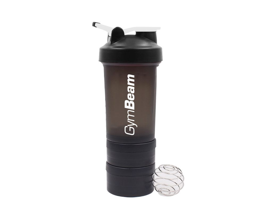 GymBeam shaker - vícedílný Blend Bottle Black White 600 ml