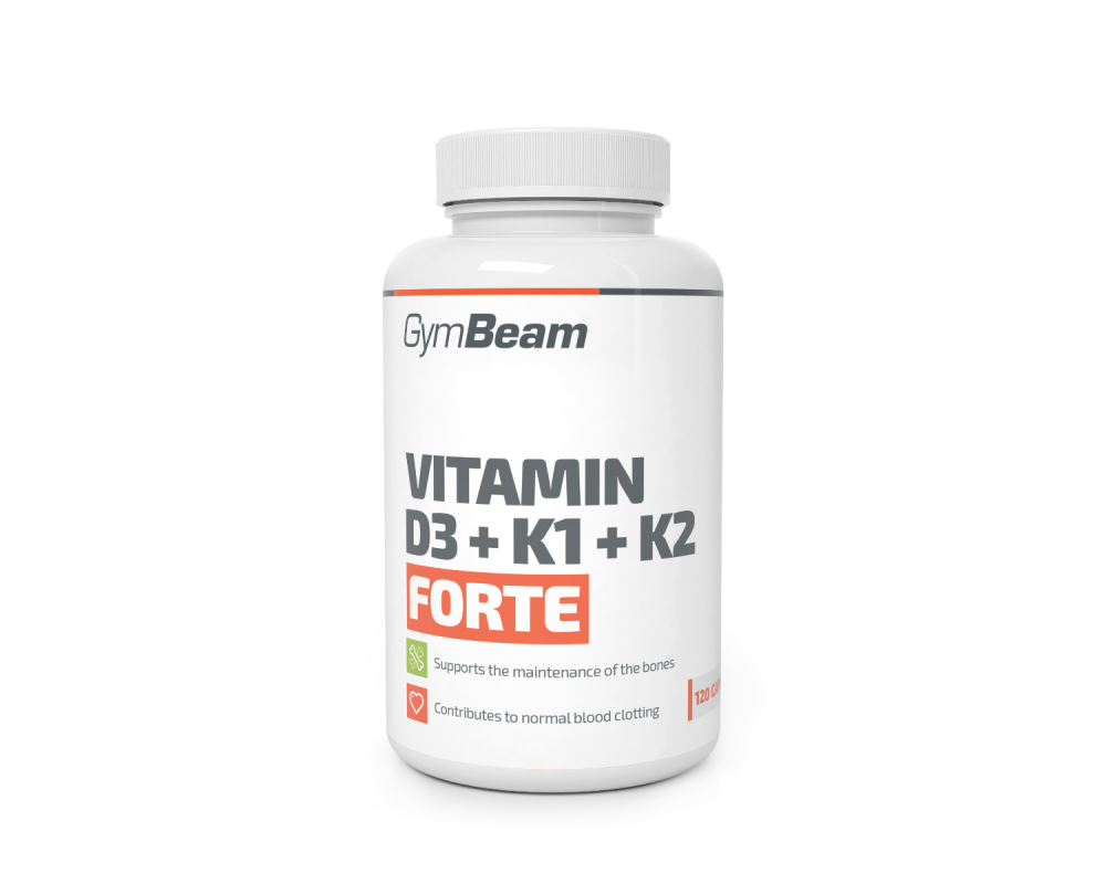 GymBeam Vitamin D3 + K1 + K2 Forte 120 kapslí