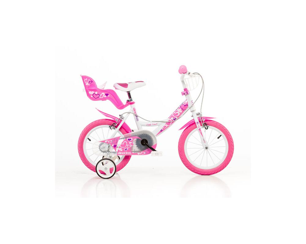 Detský bicykel DINO bikes 144RN bílá, růžový potisk 14