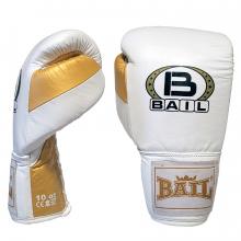 BAIL boxerské rukavice Profi šnurovacie - koža veľ. 10 oz biela zlatá