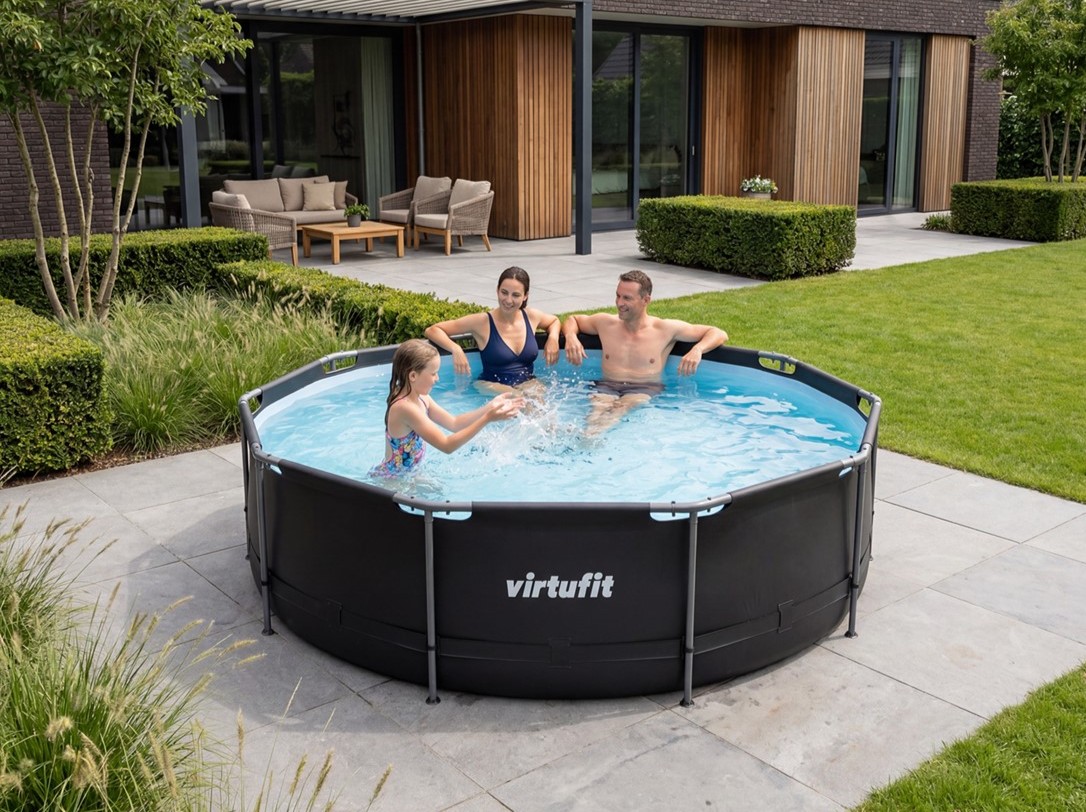 VIRTUFIT ROUND SWIMMINGPOOL 366 × 100 CM na zahradě