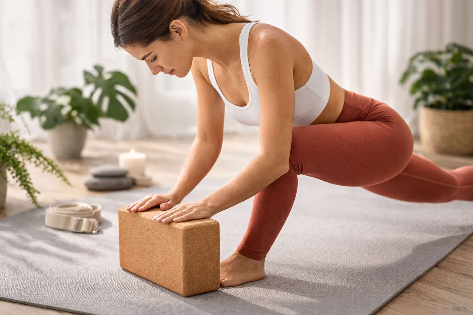 Joga blok TRINFIT korkový pro pilates, jogu i protahování