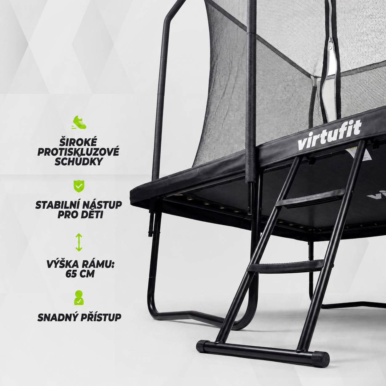 VIRTUFIT Premium s ochrannou sítí Černá schůdky